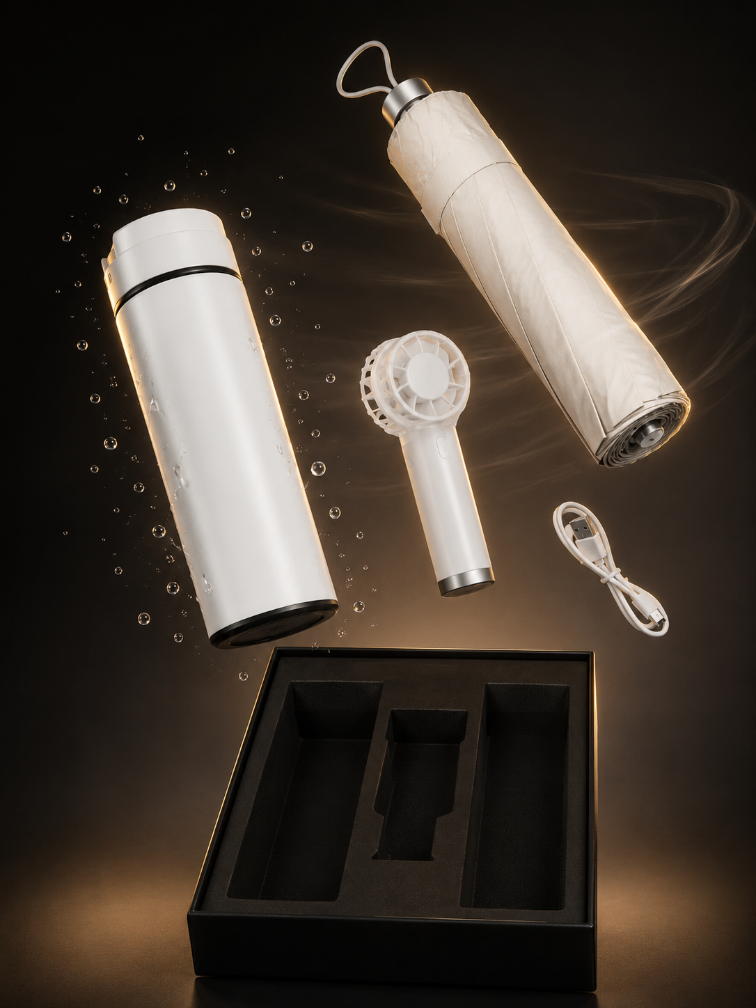 Premium Corporate Gift Set | Bottle, Umbrella, Mini Fan & USB Charging Kit - Image 2
