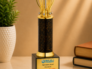 Premium Diamond Top Gold Appreciation Award Trophy for Corporate Excellence
