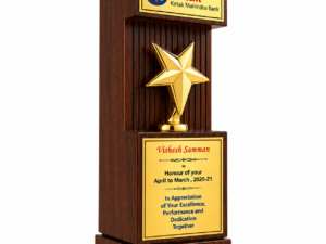 Wooden Gold Star Award Trophy