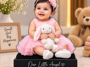 Create a special display of your little one with a personalized acrylic baby photo stand and custom name or message.