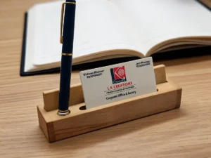 Wooden Pen & Card Holder