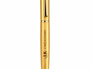 Gold custom logo pen with LK Creations branding for corporate gifting