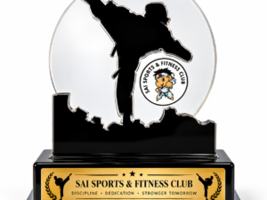 Customized Karate Trophy with Acrylic Design and Black Base
